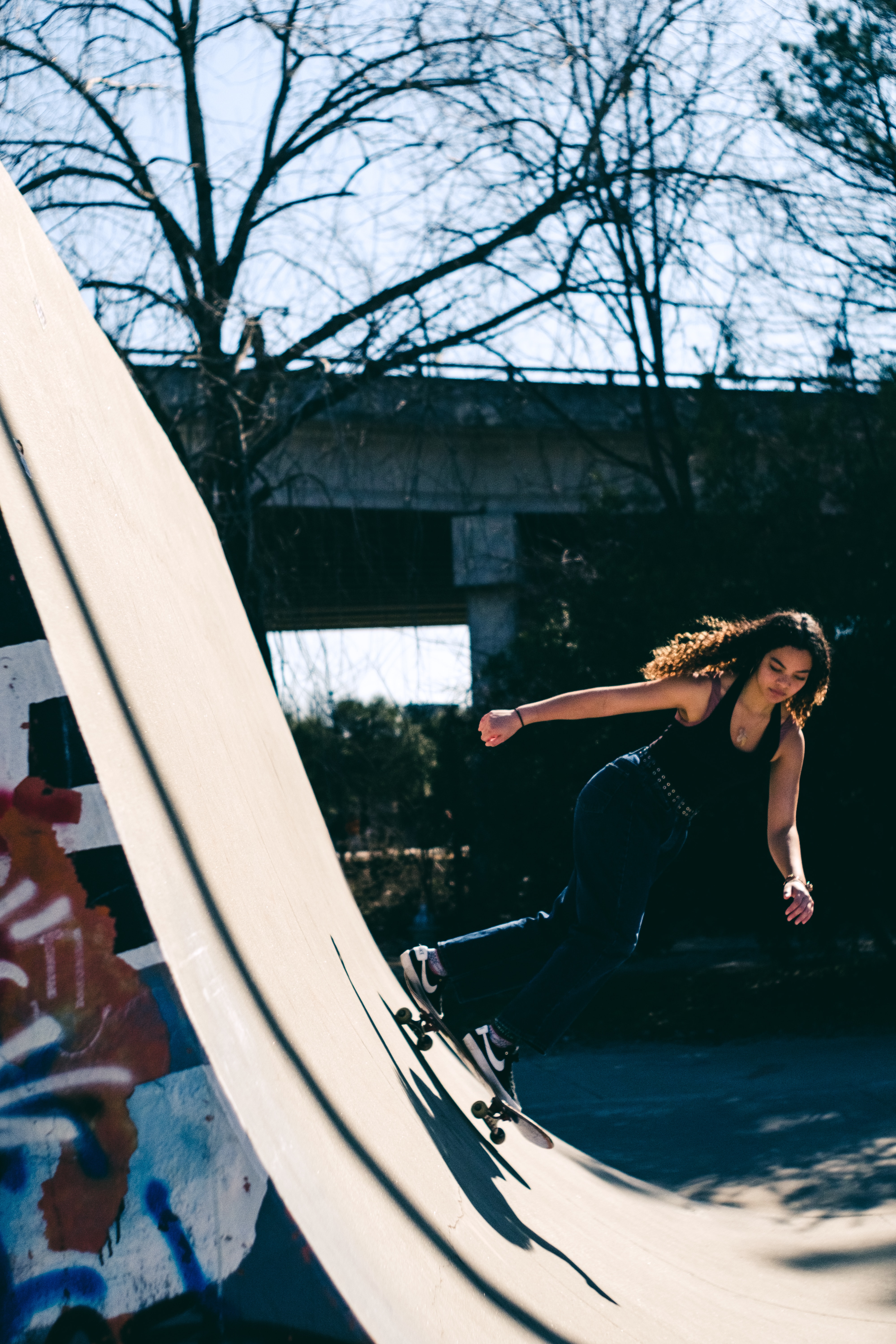 woman turning on ramp